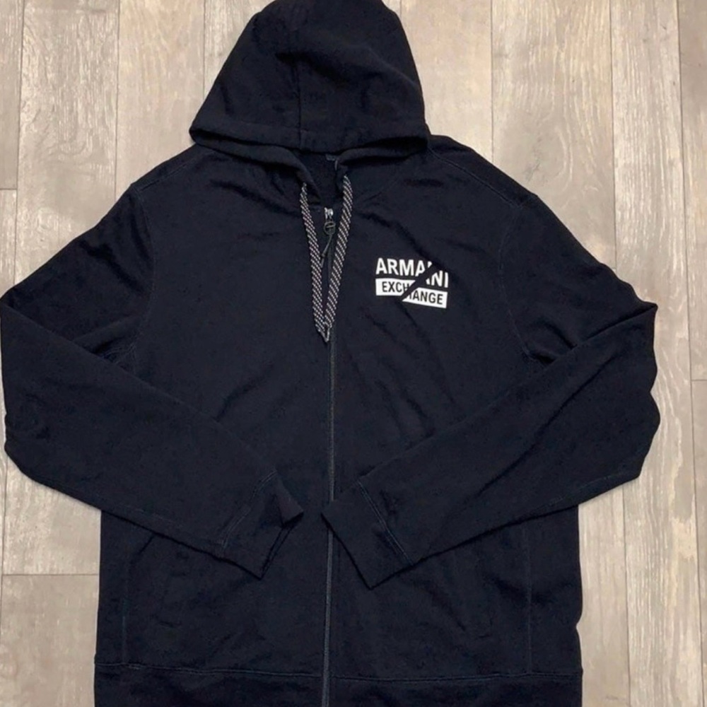 Mens Black A/X Armani Exchange Full Zip Hoodie Jacket Large